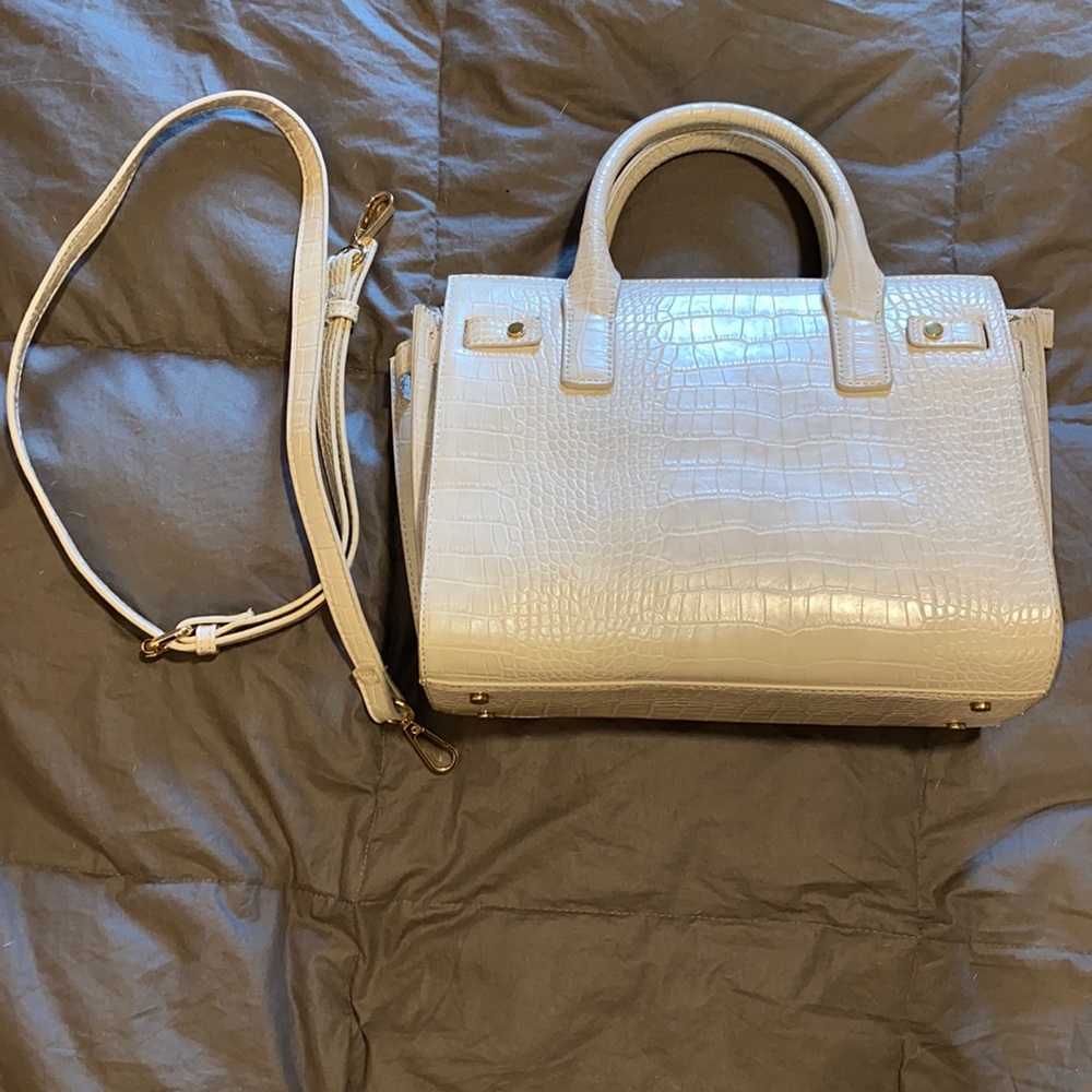 Bone croc embossed sole society satchel
